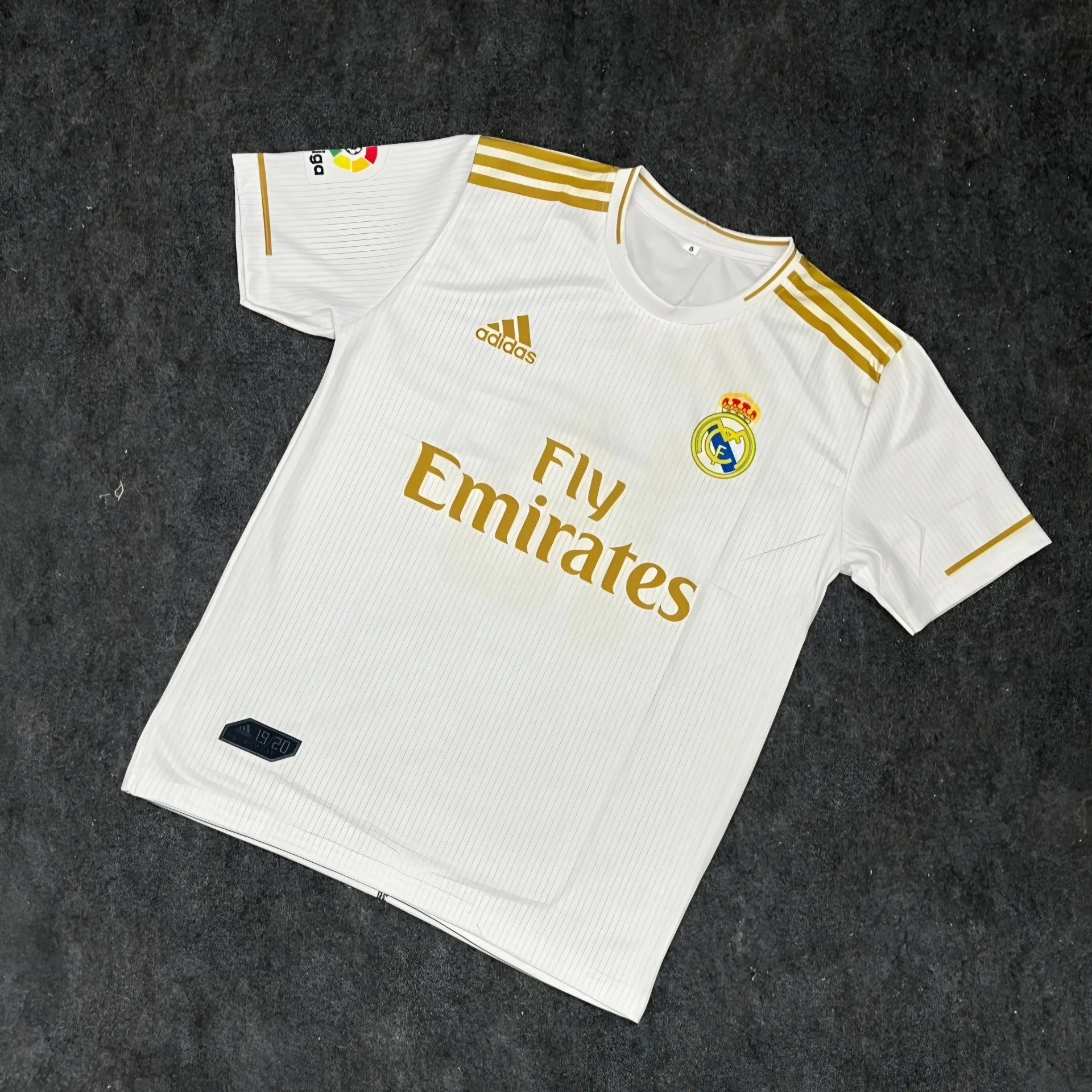 Real Madrid 2019–20 Home Football Jersey – White with Gold Accents (S)