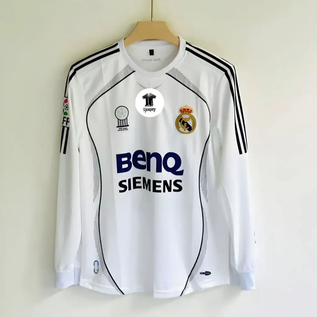 Real Madrid 2006/07 Home Retro Jersey (Long Sleeves) – Embroidery 🪡 (S)